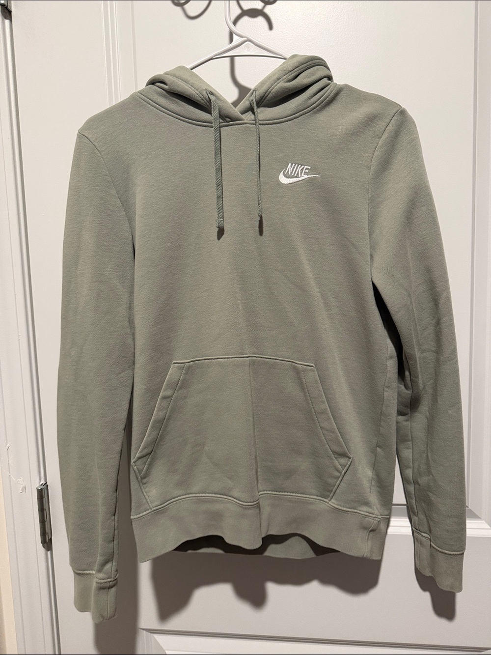Nike Men’s Sage Green Pullover Hoodie with White Logo